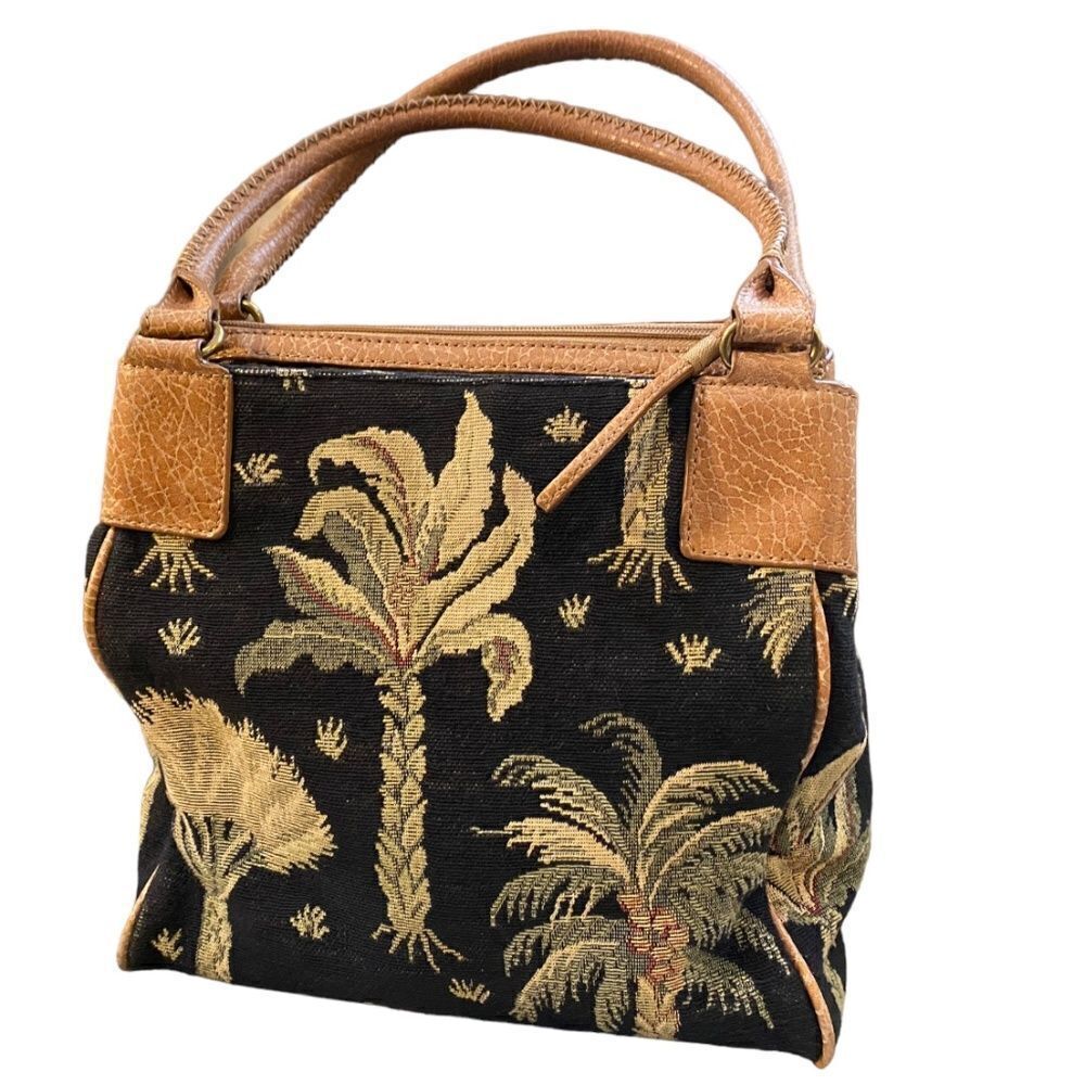 TOMMY BAHAMA VINTAGE TROPICAL PALM UPHOLSTRY FABRICTOP ZIP LARGE INSIDE